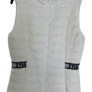 ZYIA Women’s Alpine Quilted White Vest with Logo Accents